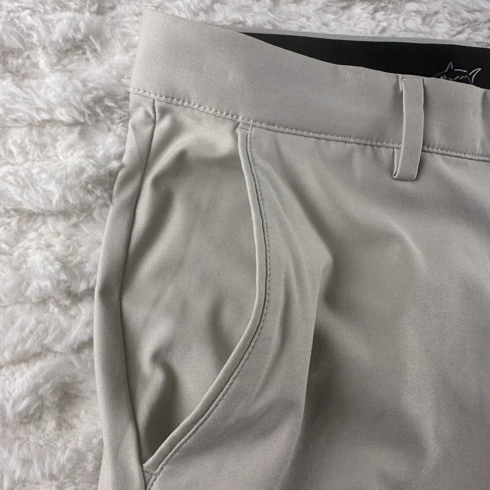 Greg Norman Pants Mens 38X30 Beige‎ Chino Golf Stretch Flat Front Straight Logo